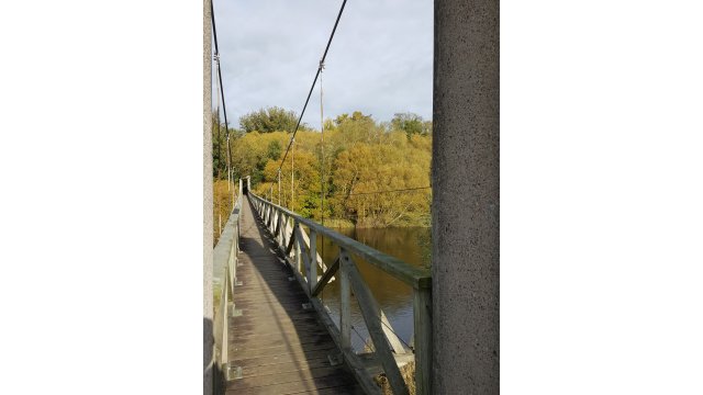 (8) Suspension Bridge looking north over Teviot river, Monteviot. D Faulds